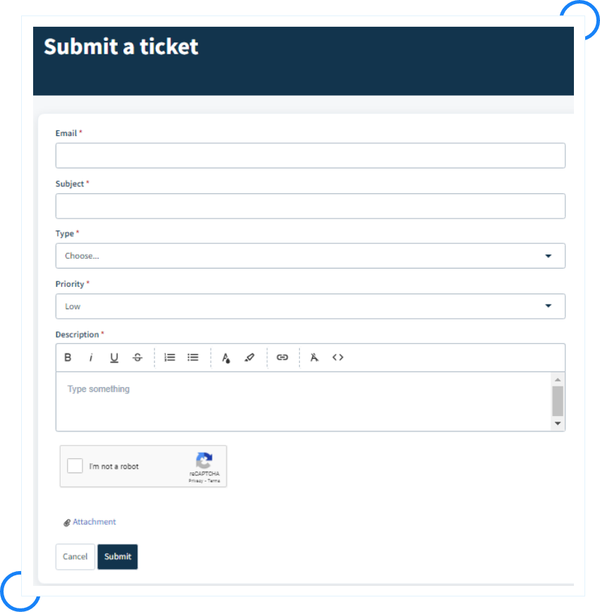 submit ticket to support team